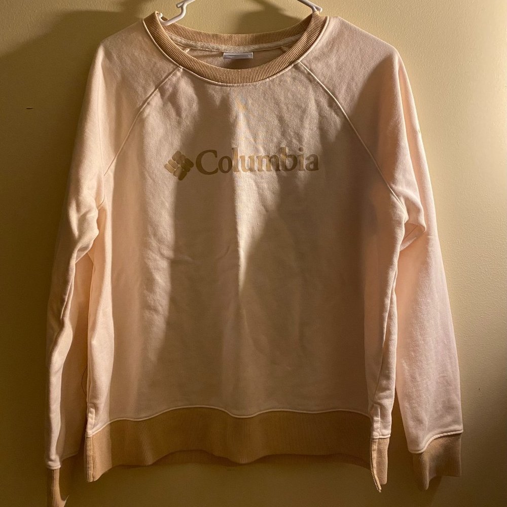 Columbia Sweatshirt Size Large Logo Front Cream Off White